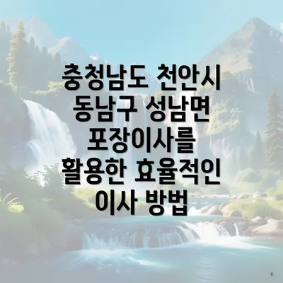 충청남도 천안시 동남구 성남면 포장이사를 활용한 효율적인 이사 방법