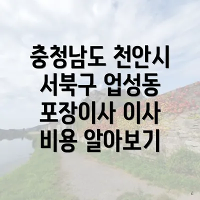 충청남도 천안시 서북구 업성동 포장이사 이사 비용 알아보기