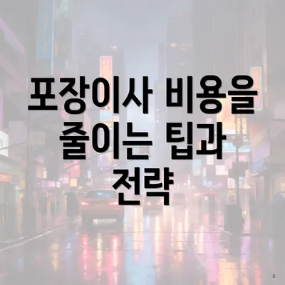 포장이사 비용을 줄이는 팁과 전략