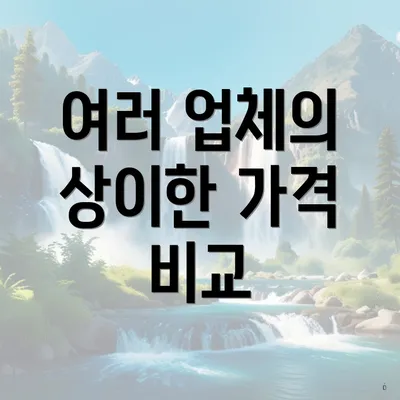 여러 업체의 상이한 가격 비교