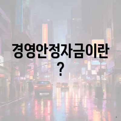 경영안정자금이란?