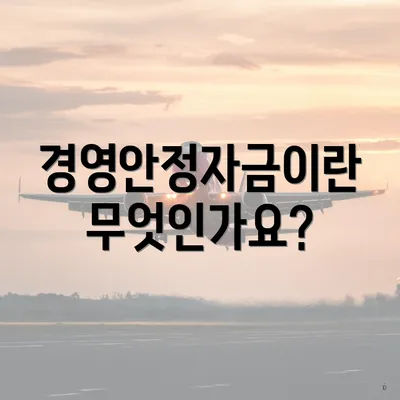 경영안정자금이란 무엇인가요?