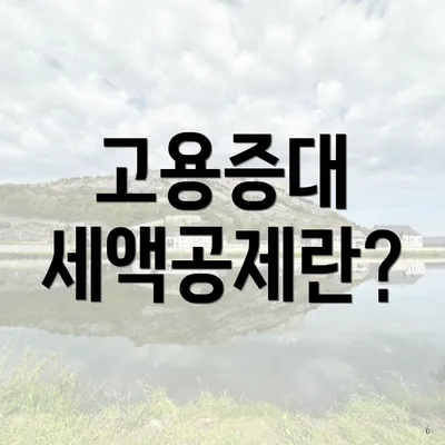 고용증대 세액공제란?