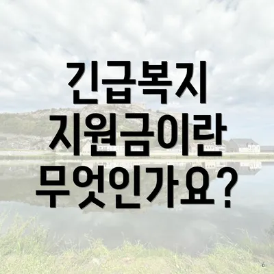 긴급복지 지원금이란 무엇인가요?