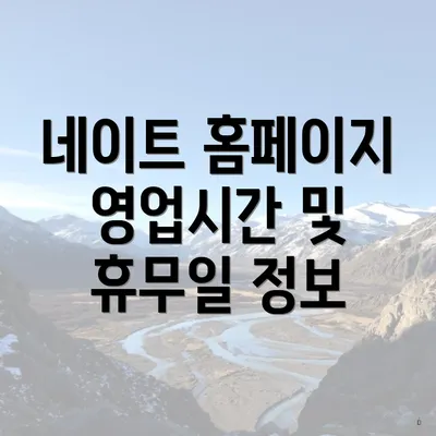 네이트 홈페이지 영업시간 및 휴무일 정보