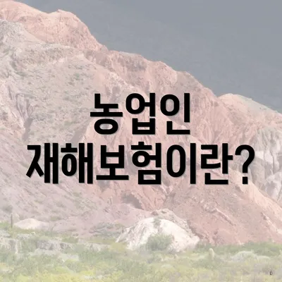 농업인 재해보험이란?