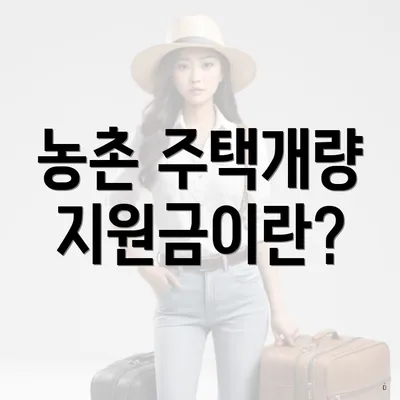 농촌 주택개량 지원금이란?