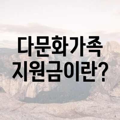 다문화가족 지원금이란?