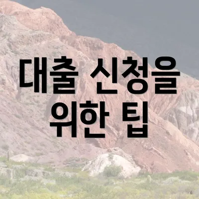 대출 신청을 위한 팁
