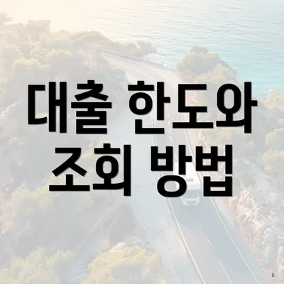 대출 한도와 조회 방법