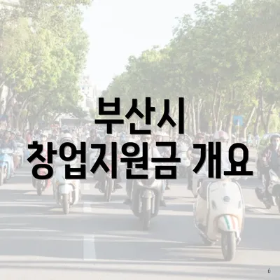 부산시 창업지원금 개요