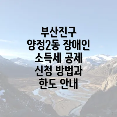 부산진구 양정2동 장애인 소득세 공제 신청 방법과 한도 안내