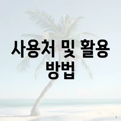 사용처 및 활용 방법