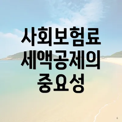 사회보험료 세액공제의 중요성