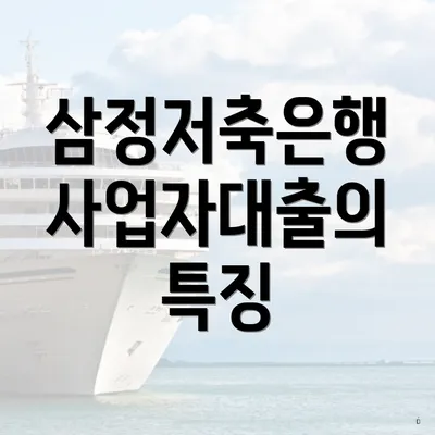 삼정저축은행 사업자대출의 특징