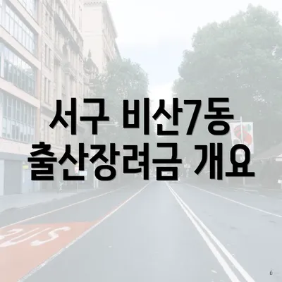 서구 비산7동 출산장려금 개요