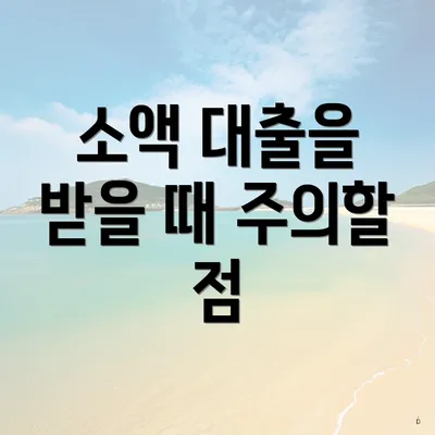 소액 대출을 받을 때 주의할 점