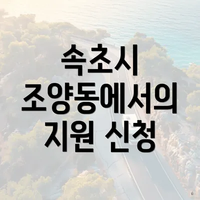 속초시 조양동에서의 지원 신청