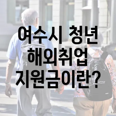 여수시 청년 해외취업 지원금이란?