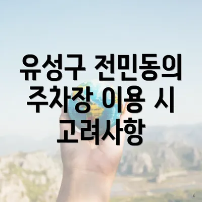 유성구 전민동의 주차장 이용 시 고려사항