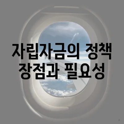 자립자금의 정책 장점과 필요성