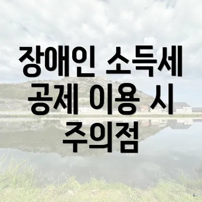 장애인 소득세 공제 이용 시 주의점
