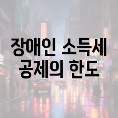 장애인 소득세 공제의 한도
