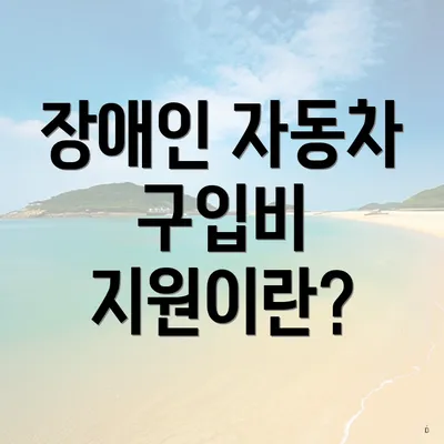 장애인 자동차 구입비 지원이란?