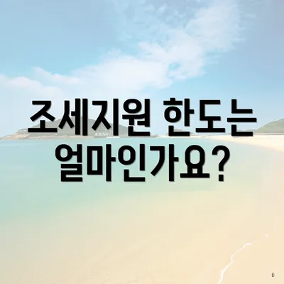 조세지원 한도는 얼마인가요?