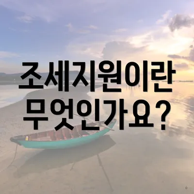 조세지원이란 무엇인가요?
