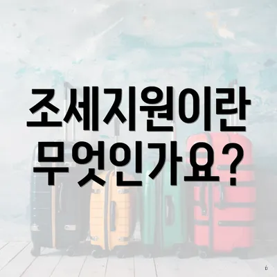 조세지원이란 무엇인가요?