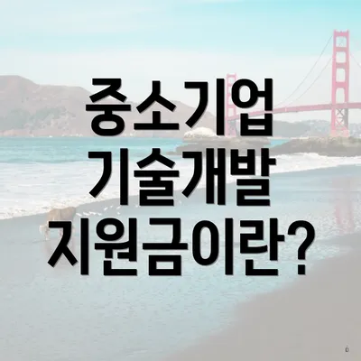 중소기업 기술개발 지원금이란?