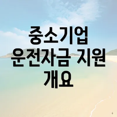 중소기업 운전자금 지원 개요