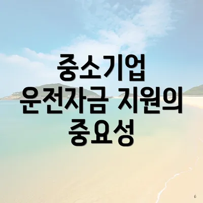 중소기업 운전자금 지원의 중요성
