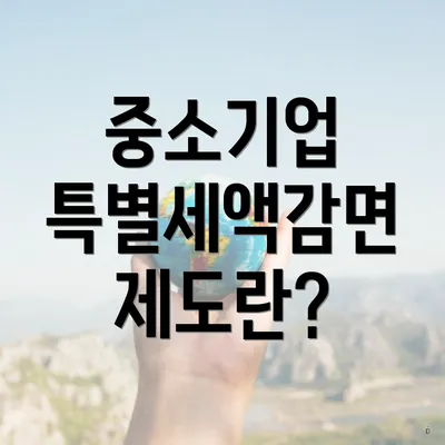 중소기업 특별세액감면 제도란?