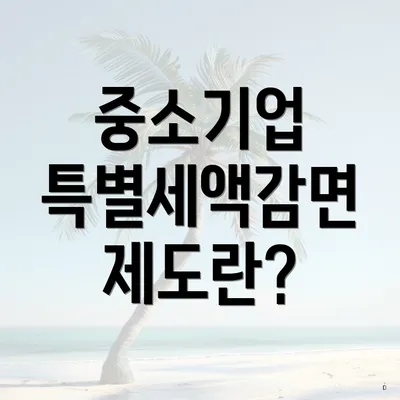 중소기업 특별세액감면 제도란?