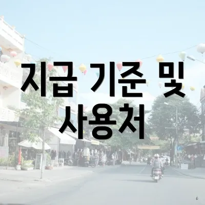 지급 기준 및 사용처