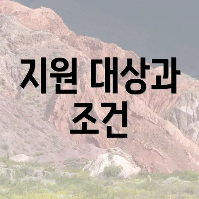 지원 대상과 조건