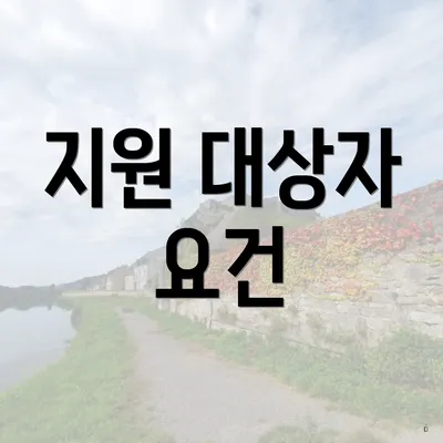 지원 대상자 요건