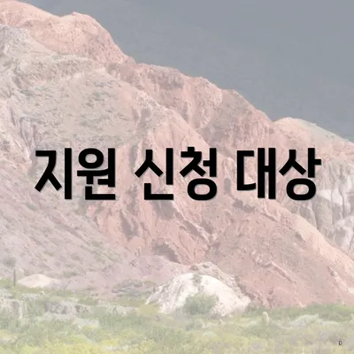 지원 신청 대상