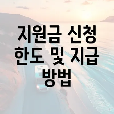 지원금 신청 한도 및 지급 방법