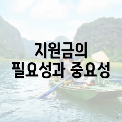 지원금의 필요성과 중요성