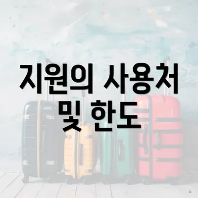 지원의 사용처 및 한도