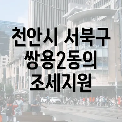 천안시 서북구 쌍용2동의 조세지원