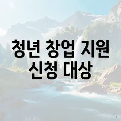 청년 창업 지원 신청 대상