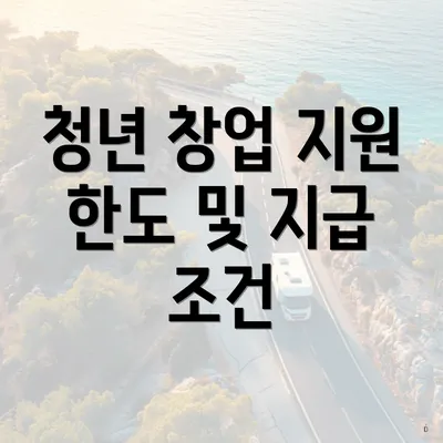 청년 창업 지원 한도 및 지급 조건