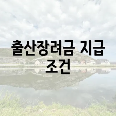 출산장려금 지급 조건