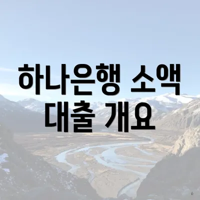 하나은행 소액 대출 개요