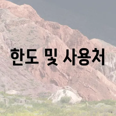 한도 및 사용처