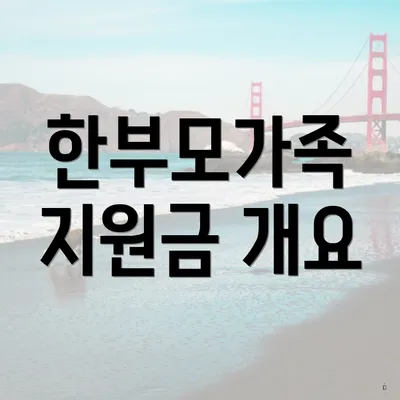 한부모가족 지원금 개요